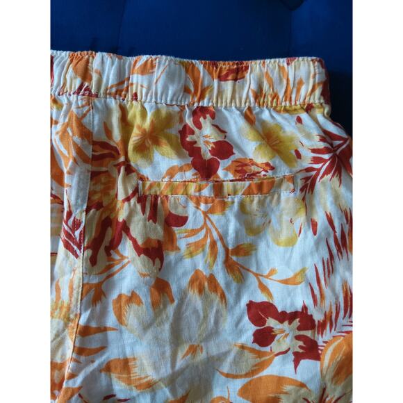 $C&C California 100% linen shorts white palm  leaf vacay Resort comfy relax - Picture 5 of 5